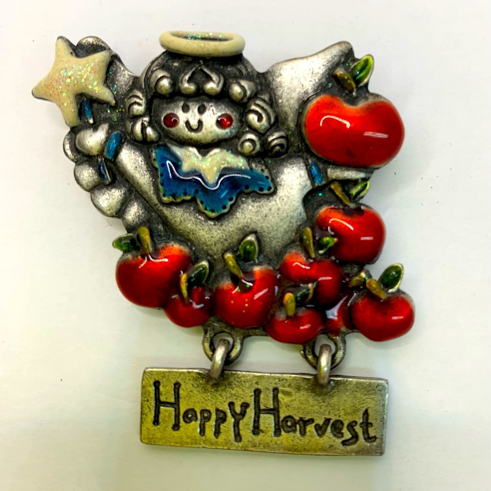 AJMC Apple Harvest Pewter AngelPin/Brooch, Signed